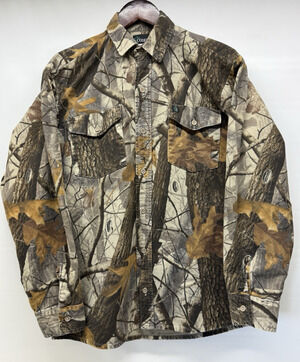 Vintage CODET Mens Medium RealTree Hardwear Camo Cotton Flannel Hunting Shirt
